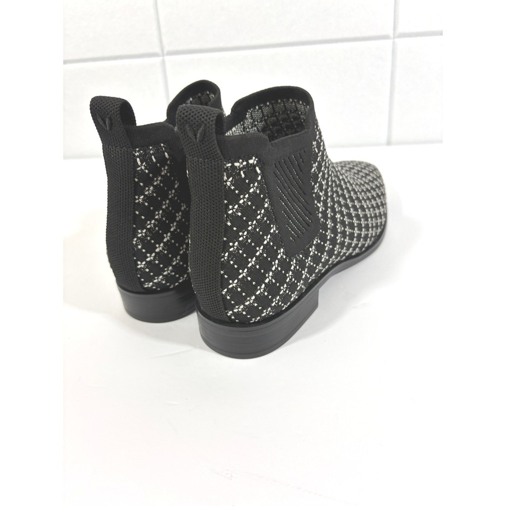 Vivaia Regina Black White Diamond Knit Square Toe Ankle Boots Size 38.5 - Picture 7 of 8